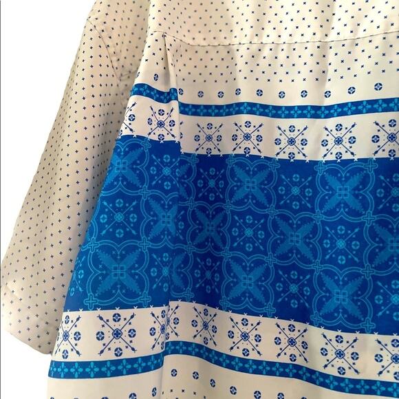 Maluka The Spice Islands SHIRT Mens M White Blue Short Sleeve Button Down Casual - Picture 4 of 6